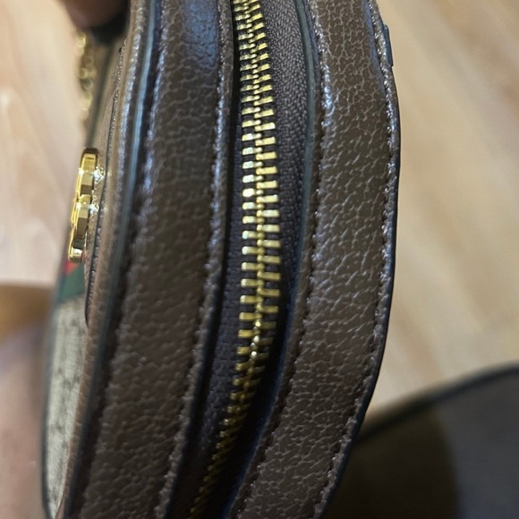 Gucci Beige and Brown Crossbody Bag with Gold Chain - Picture 8 of 11